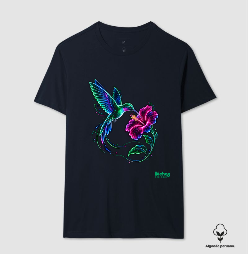 Beija-flor multicolorido - Camiseta Algodão Peruano