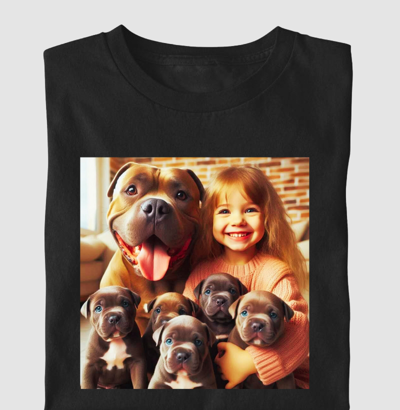 Pit bull e filhotes com criança!