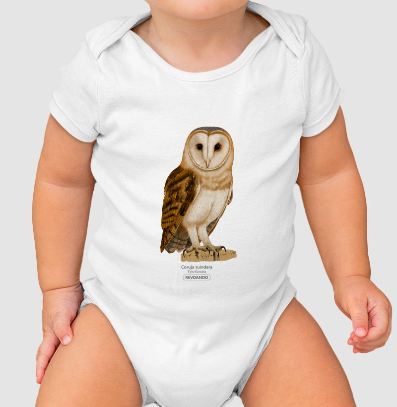 Aves do Brasil - Coruja Suindara - Body Infantil
