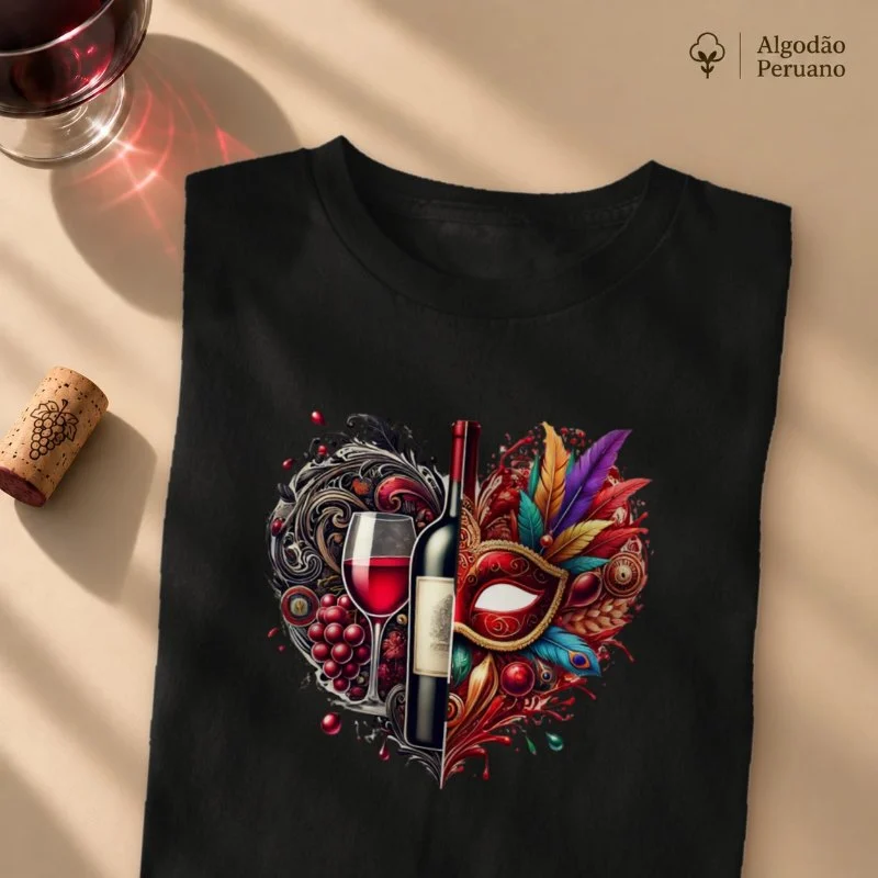 Camiseta Coração de Carnaval - Camiseta Algodão Peruano