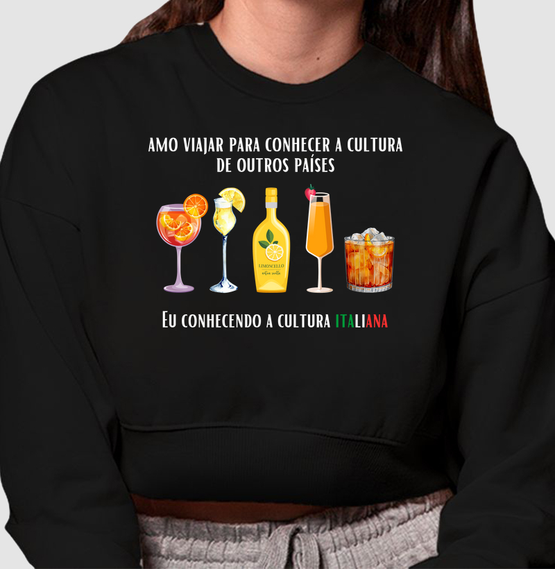Conhecendo a cultura italiana - Cropped Moletom