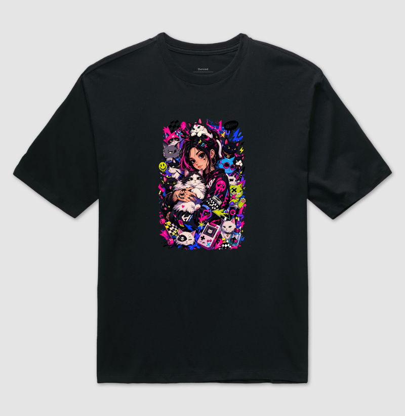 Cyber Cat Club - Camiseta Oversized