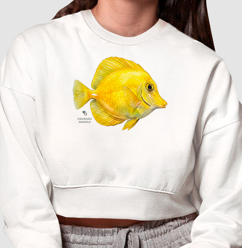 Peixes -  Cirurgião-amarelo - Moletom Cropped