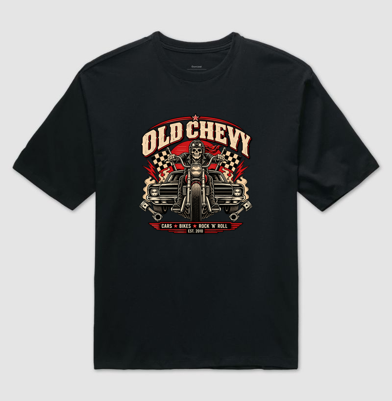 Death Rider | Road Rebels - Old Chevy - Camiseta Oversized