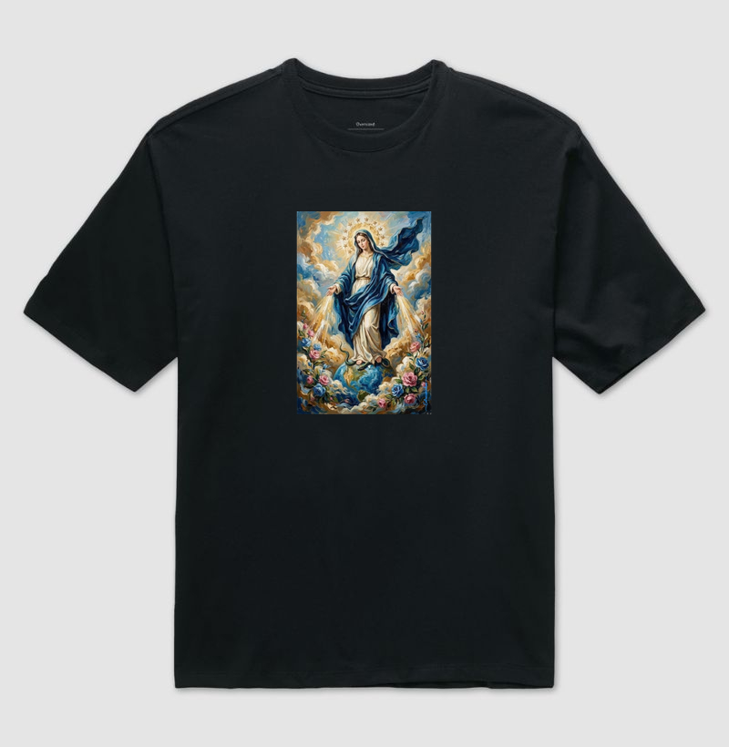Nossa Senhora das Graças - Medalha Milagrosa Arte Sacra - Camiseta Oversized