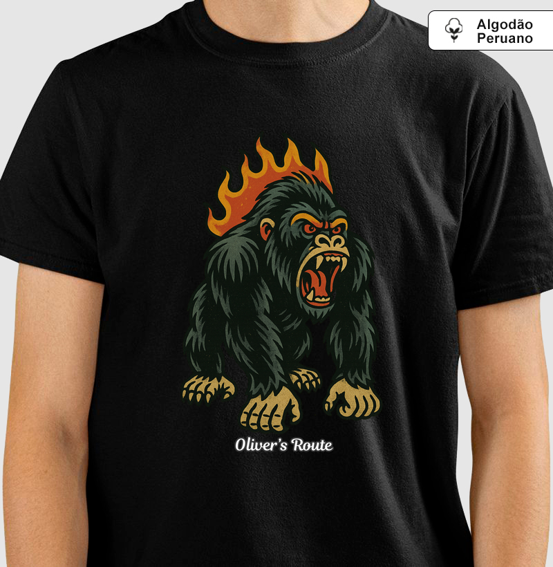 Gorila Old School - Camiseta Algodão Peruano