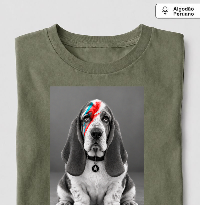 Glam Rock Basset ⚡ - Camiseta Algodão Peruano