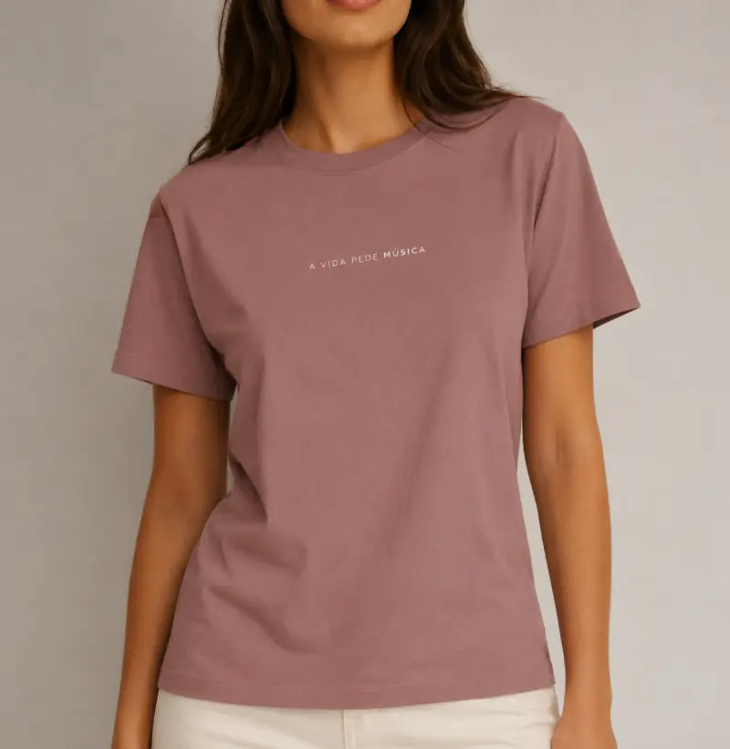 Camiseta Unissex 100% Algodão A Vida Pede Música Rosa