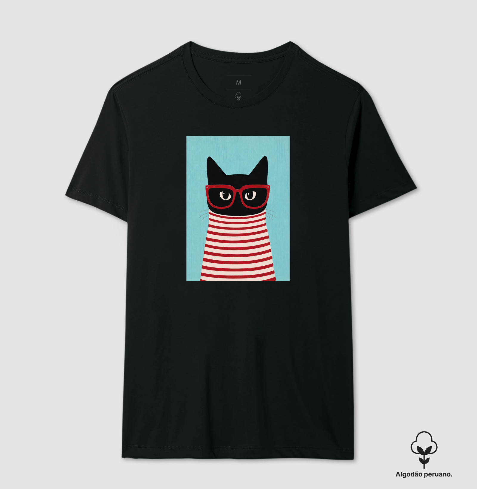 Gato Retrô - Camiseta Algodão Peruano