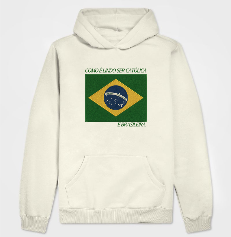 Hoodie Moletom Brasil Bandeira Bordada