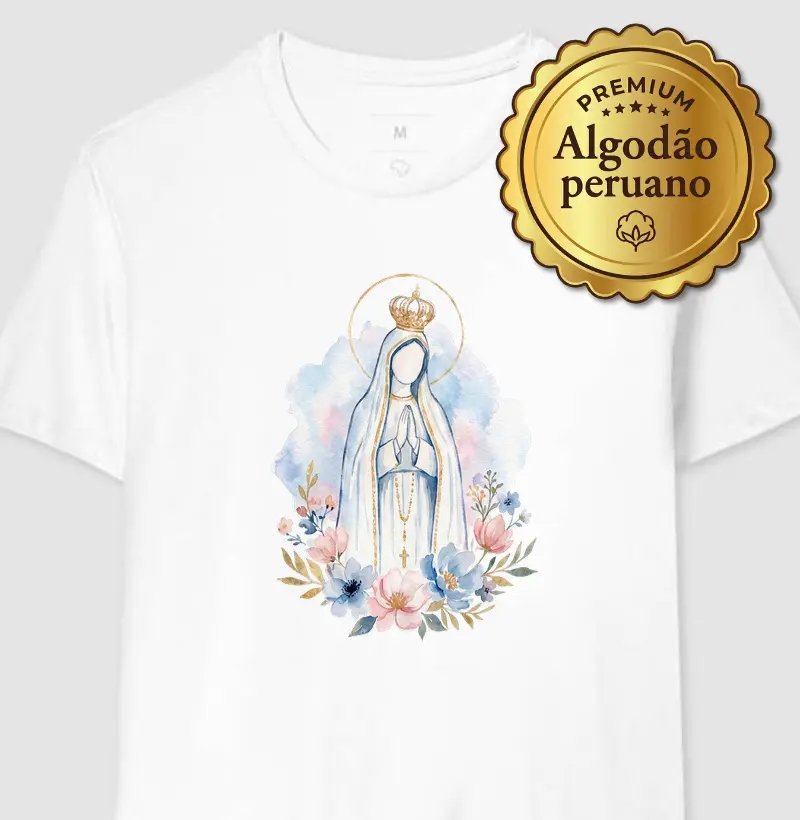 Nossa Senhora de Fátima Aquarela Floral
