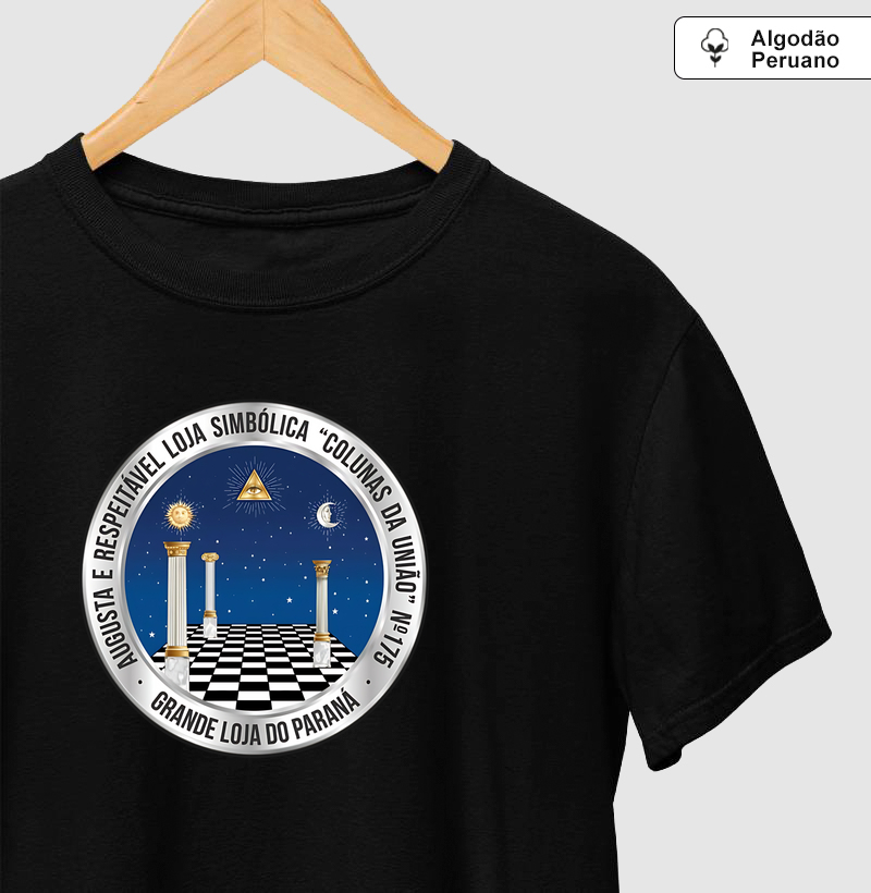 Camiseta Algodão Peruano Personalizada ARLS Colunas da União Nº175 - Mr. GADU 2