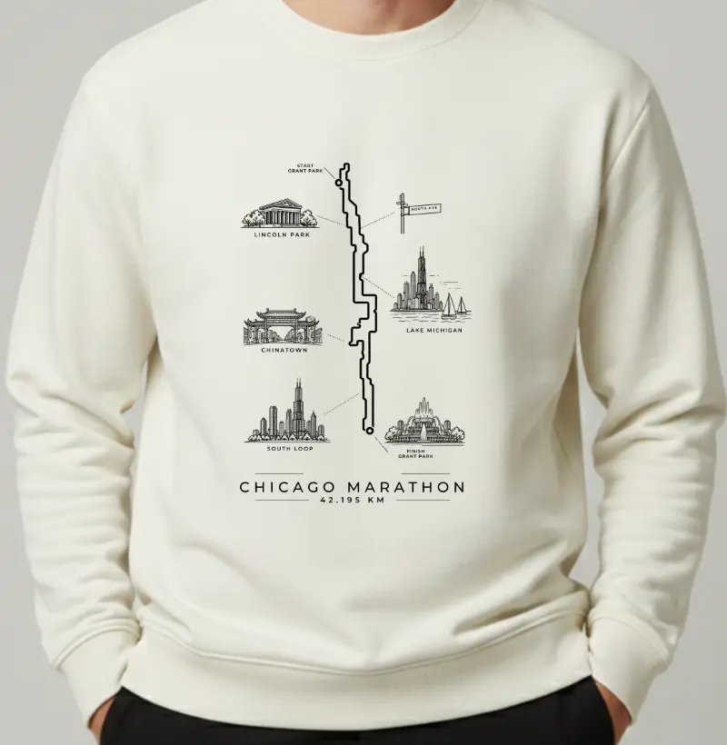 Moletom Maratona - Percurso Maratona de Chicago