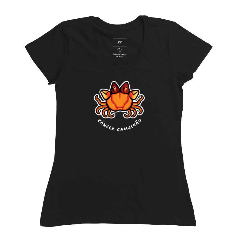 Camiseta Feminina Camaleão Signos - Câncer