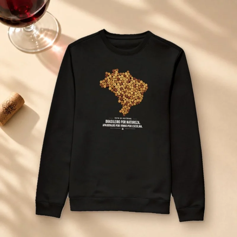 Moletom "Brasileiro por Natureza. Apaixonado por Vinho por Escolha." - Suéter Moletom