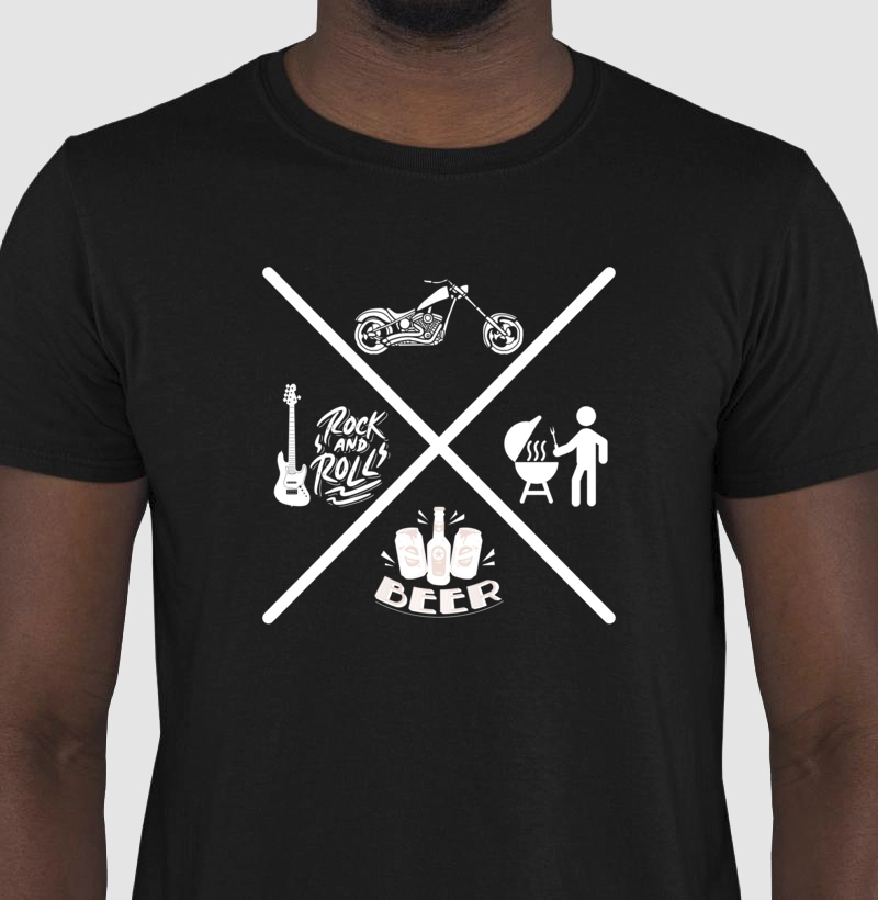 Camiseta Motociclista moto, ceva, churras e rock