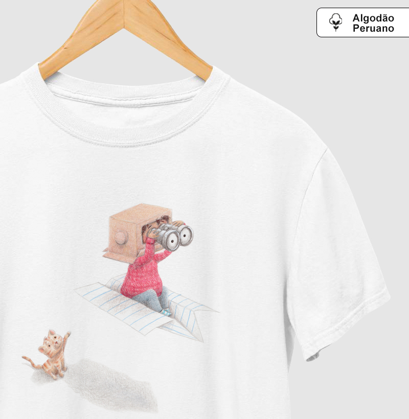 Camiseta Algodão Peruano Avião de Papel 