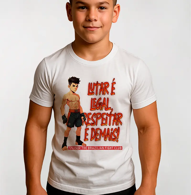 Camiseta Infantil 100% algodão, estampa Lutar é legal