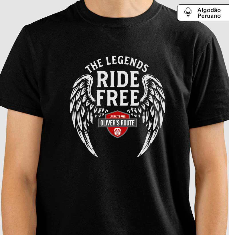 The Legends Ride Free (Gray Version) - Camiseta Algodão Peruano