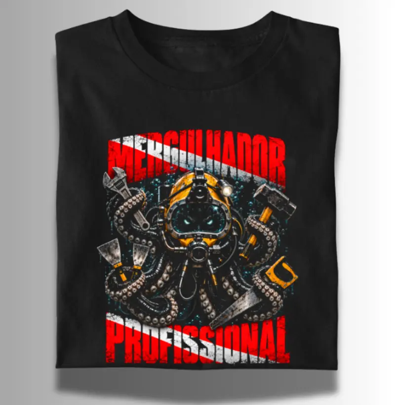 Mergulhador Profissional, Polvo com Ferramentas - Camiseta