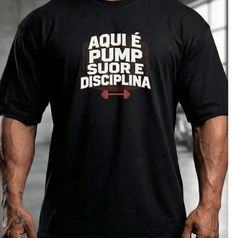 Camiseta Oversized - Aqui é pump, suor e disciplina