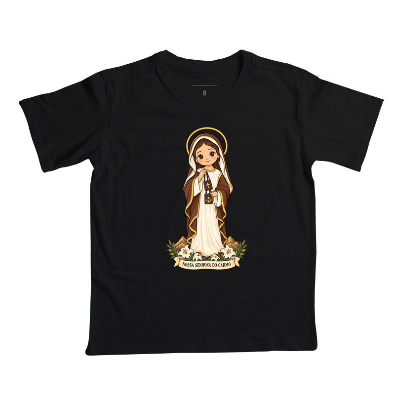 Nossa Senhora do Carmo estilo chibi - Camiseta Infantil