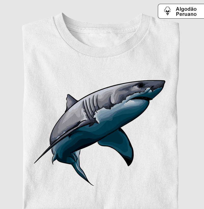 Tubarão Branco - Camiseta Algodão Peruano