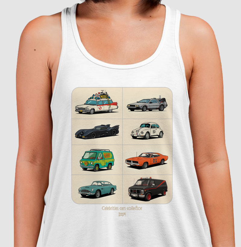 Camiseta regata colecionador miniaturas carros famosos