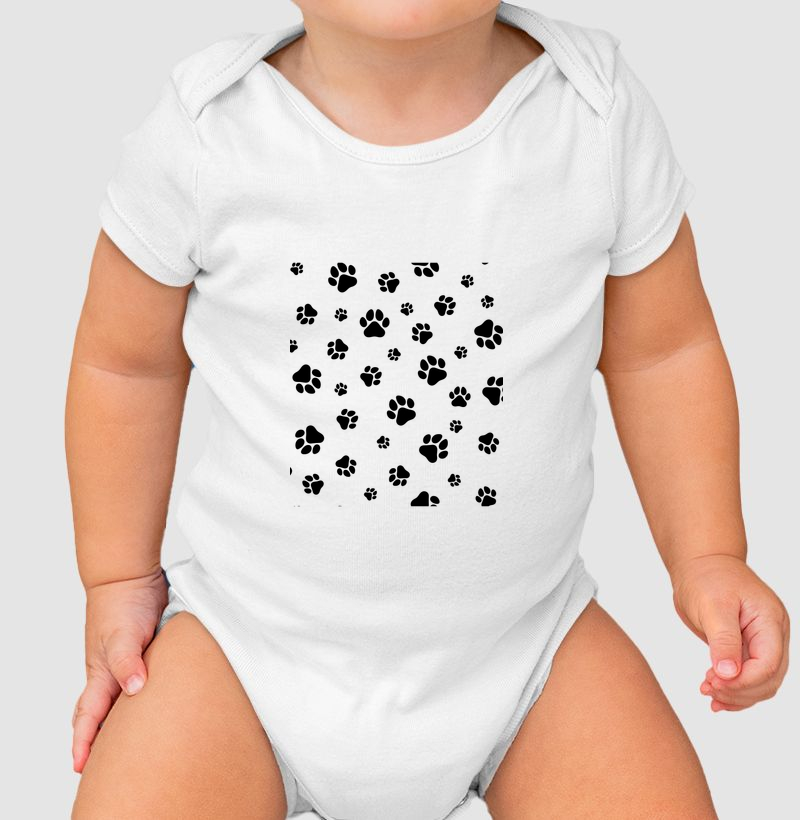 Body Infantil - Fundo Patinhas Pretas