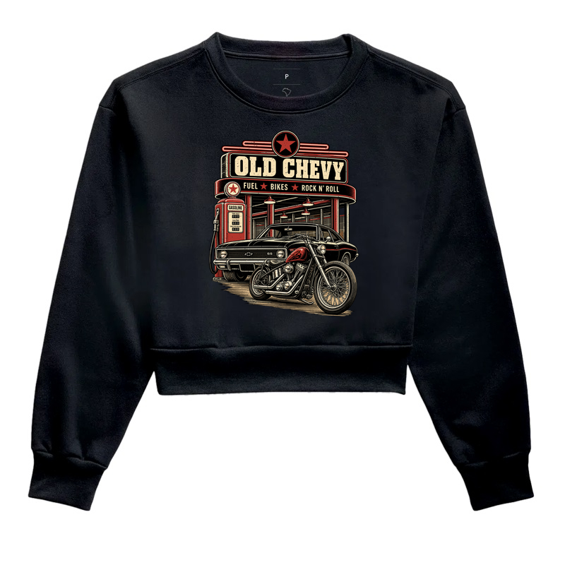 Fuel & Chrome | Steel & Wheels - Old Chevy - Cropped Moletom