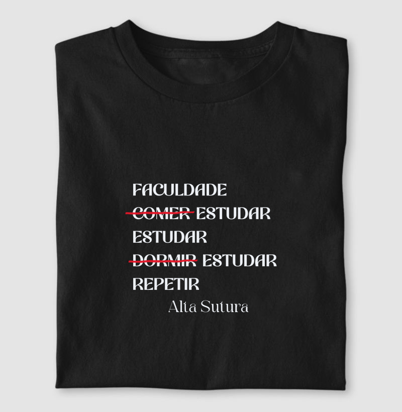 Camiseta Unissex 100% Algodão - Estudar, estudar, estudar