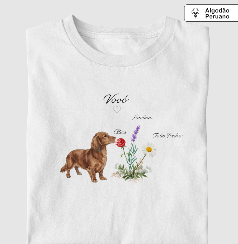 Vovó dachs e flores 