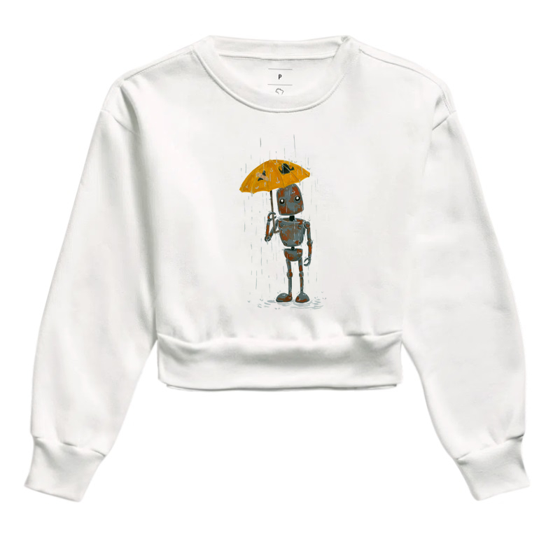 Cropped Moletom Robô Enferrujado 
