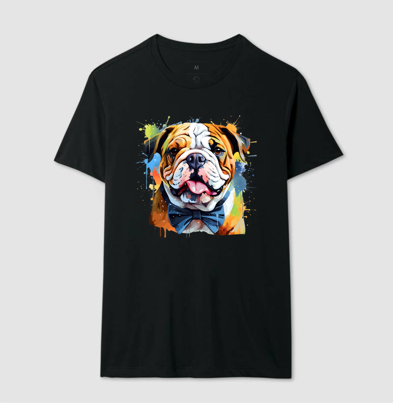 Camiseta Bulldog Inglês com Gravata Borboleta