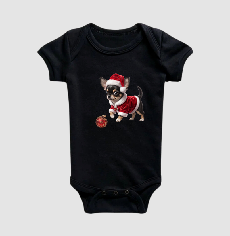 Chihuahua Preto - Natal - Body Infantil