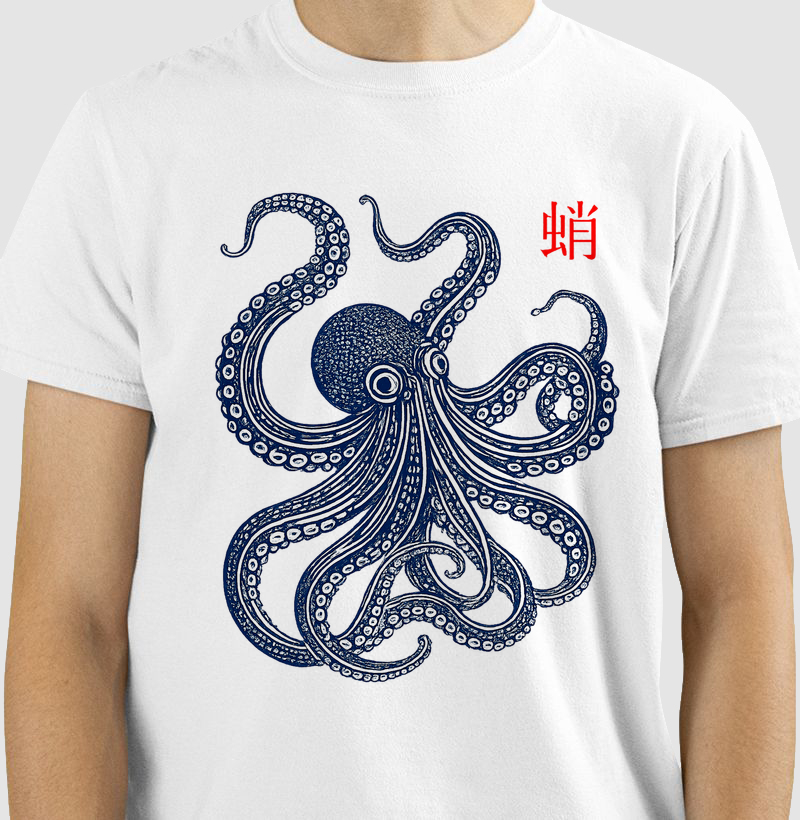 Camiseta Octopus Arte Oriental Vintage 