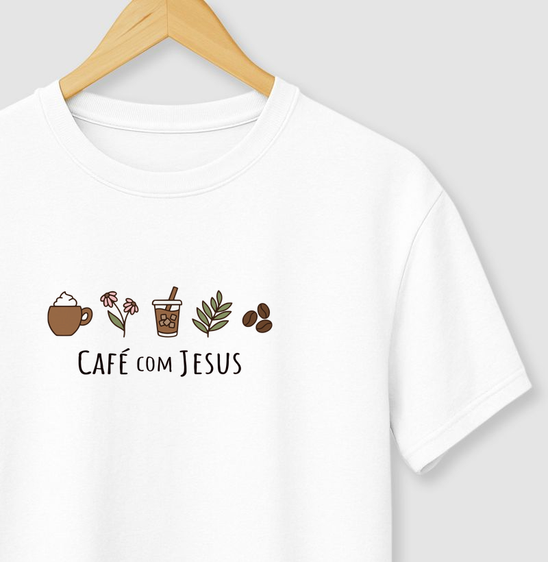 Camiseta Algodão com Estampa - Café com Jesus