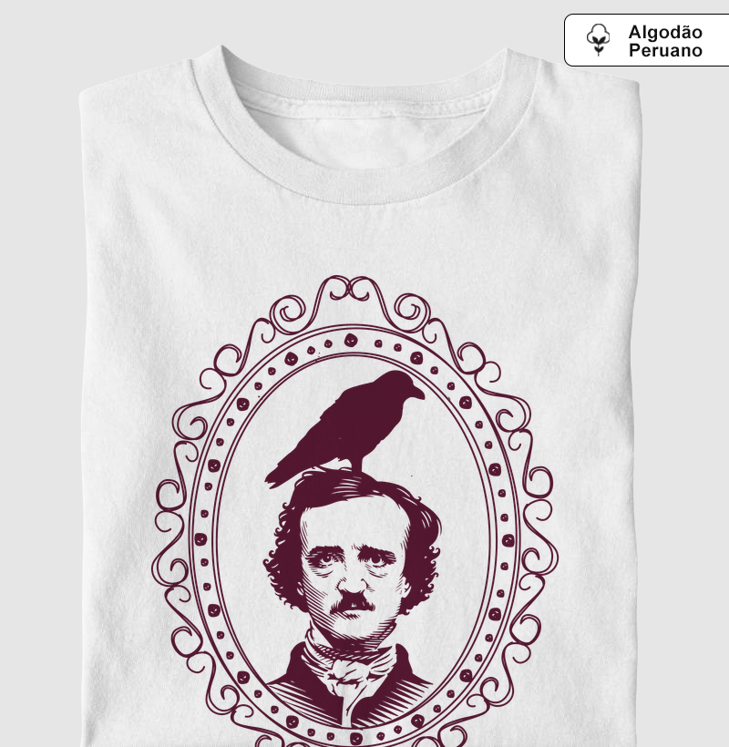 Camiseta Algodão Peruano- Edgar Allan Poe Moldura