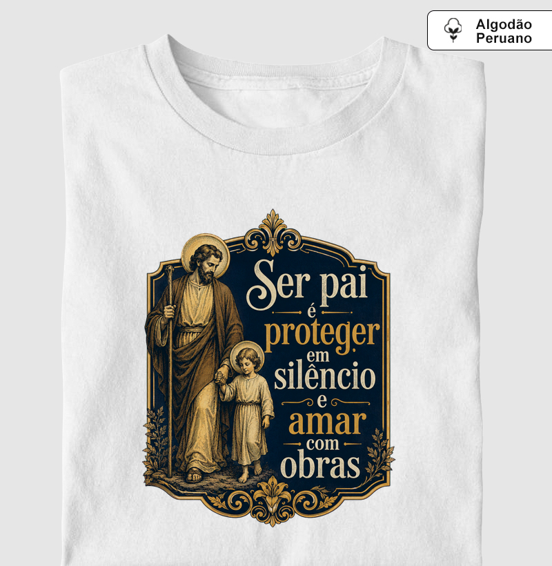 Camiseta Algodão Peruano Proteger em Silêncio (Estampa Frontal)