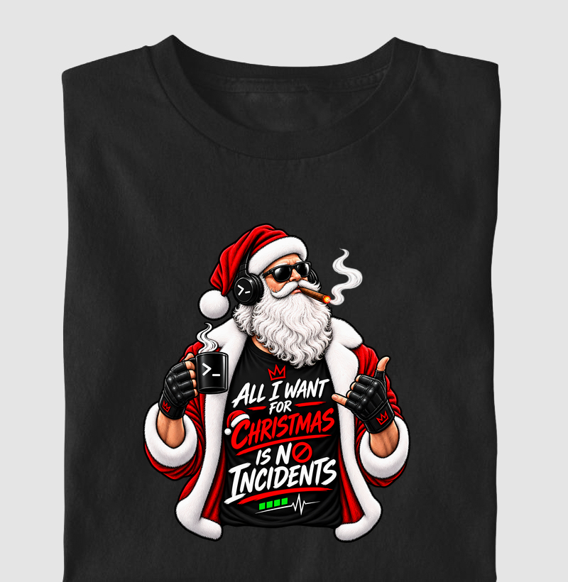All I Want for Christmas Is No Incidents — Natal DevOps - Camiseta