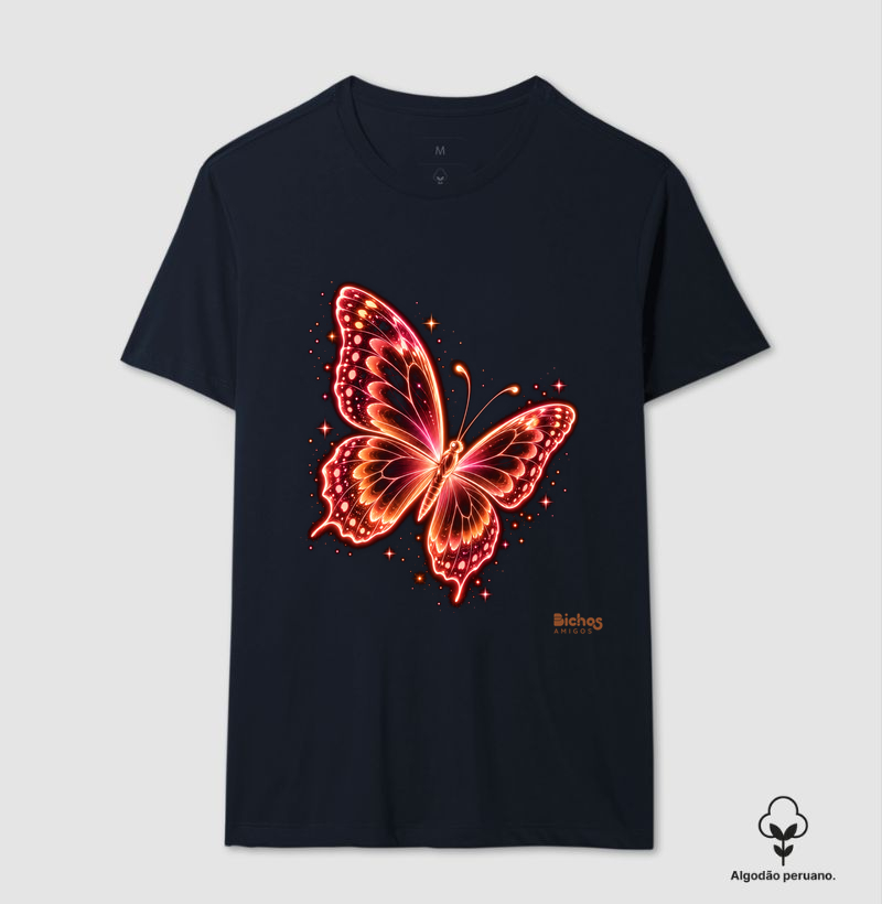 Borboleta com estrelas - Camiseta Algodão Peruano