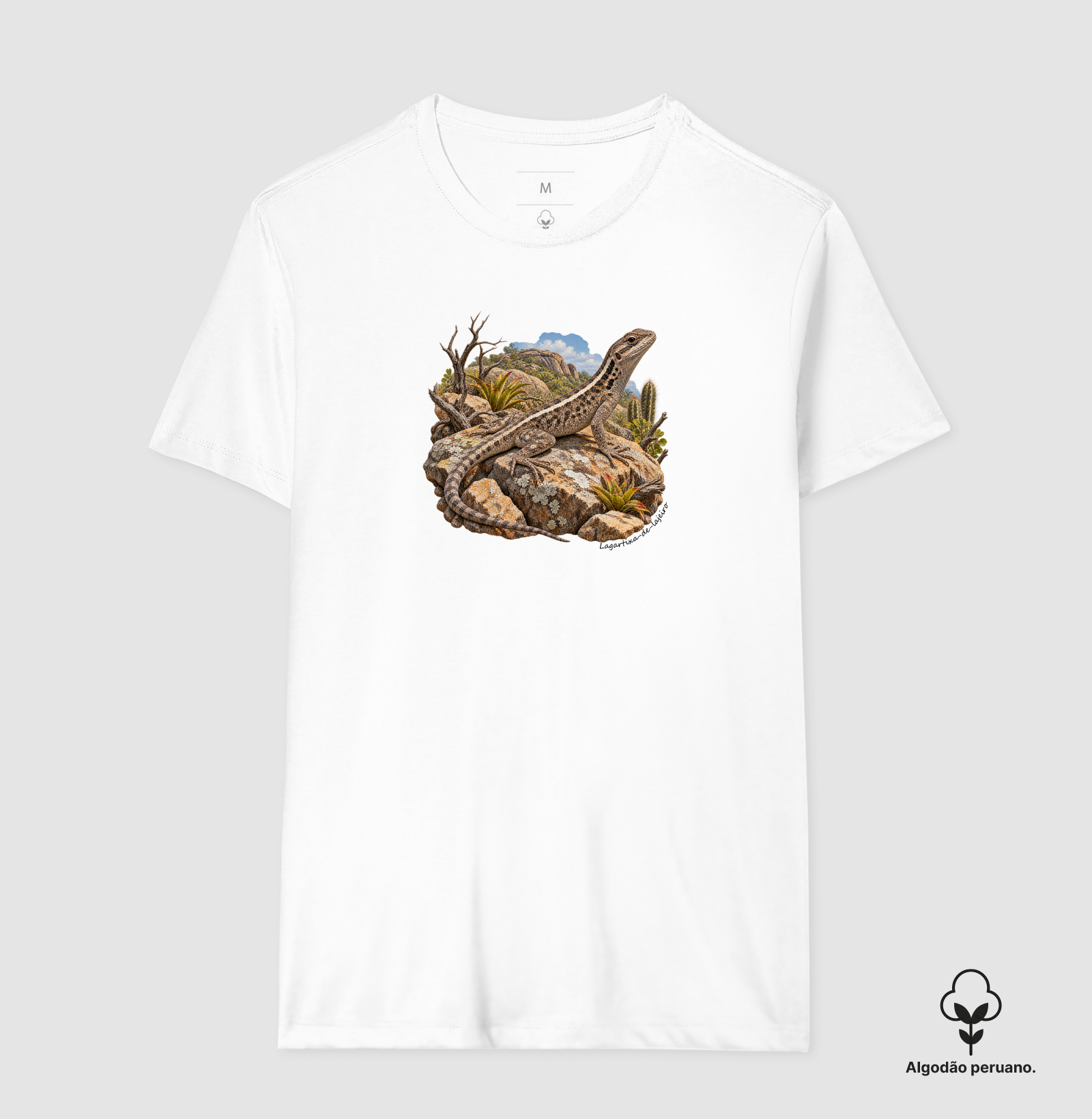 Lagartixa-de-lajeiro - Coleção Fauna Brasileira - Camiseta Algodão Peruano