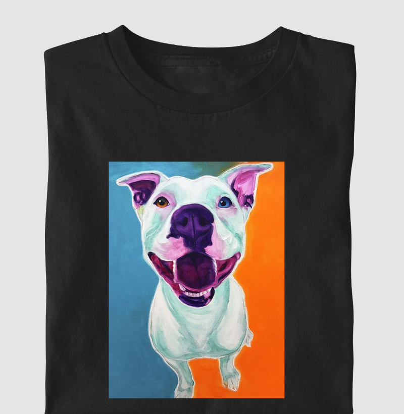Pit bull Branco fundo colorido