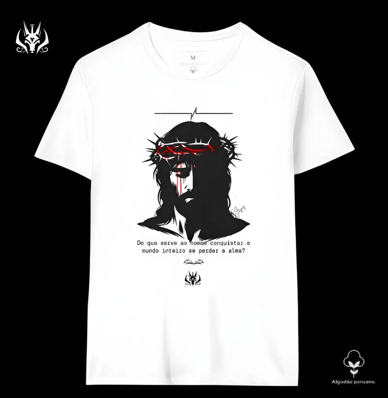Camiseta Algodão Peruano - Jesus (Coroa de Espinho) 
