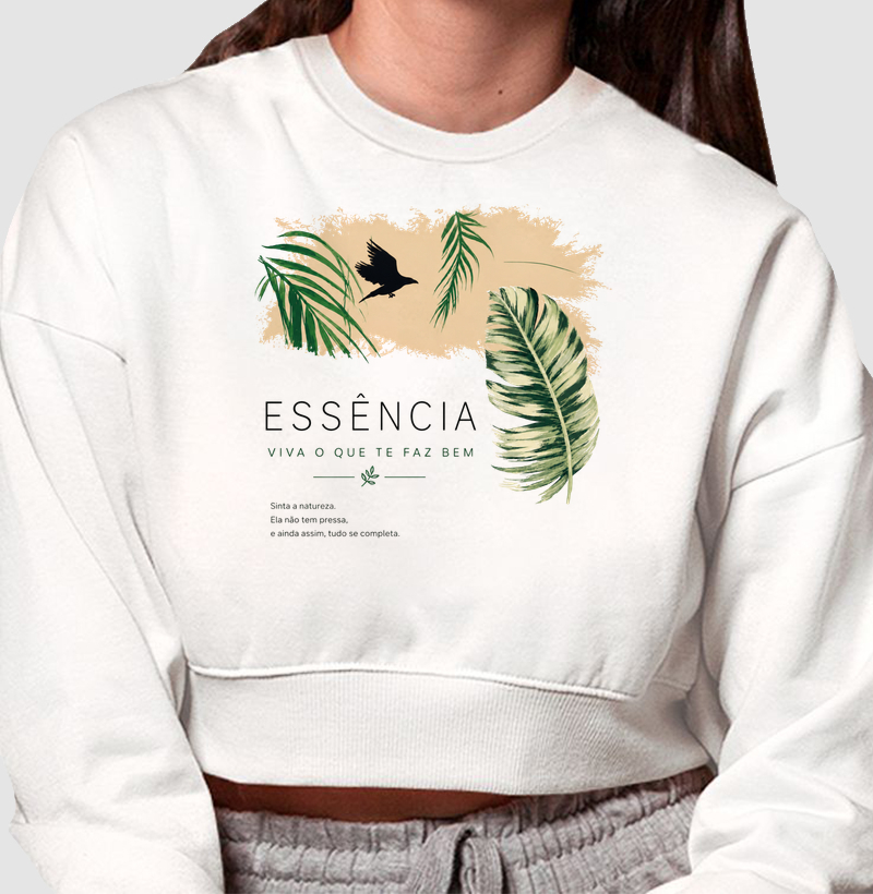 Camiseta Essência - viva o que te faz bem - Cropped Moletom