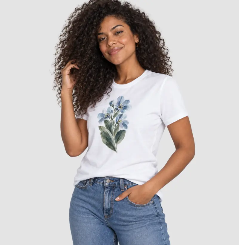 T-Shirt Flores Azuis - Camiseta