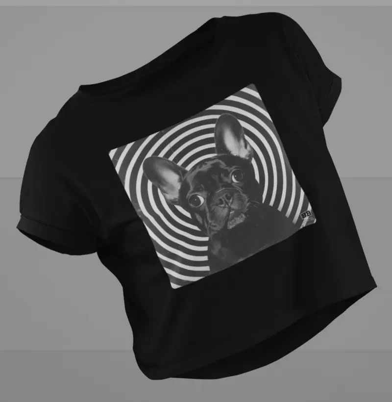 Camiseta Cropped Bulldog Frances "Hypnotic Preto"