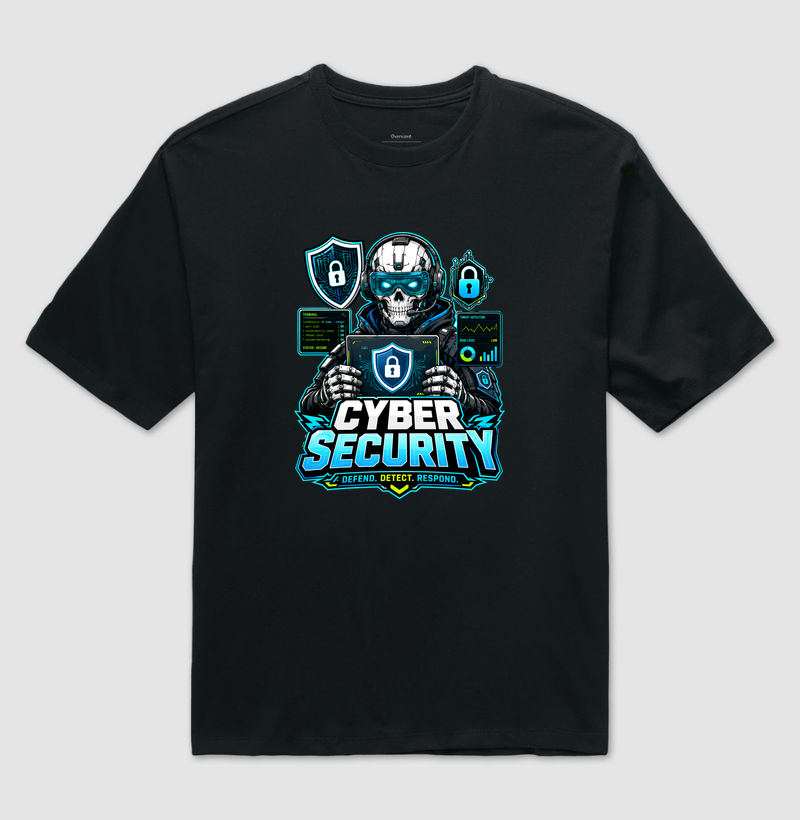 Camiseta Oversized Cyber Security — Defend, Detect, Respond