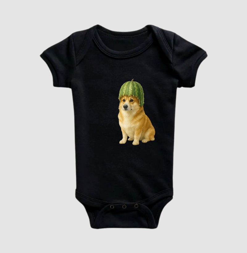 Just a Corgi with a watermelon helmet