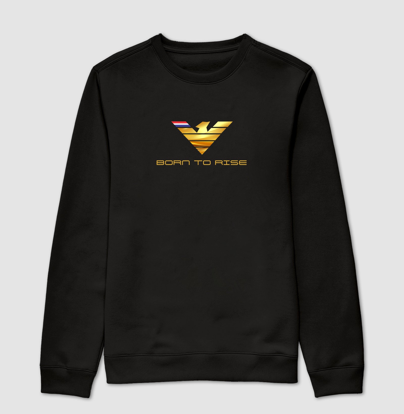 👑🦅 BORN TO RISE | A Grandeza de Quem Nasceu para Conquistar A estampa Born to Rise é uma verdadeira obra de arte que transmite poder, excelência e liderança. Com uma águia majestosa em dourado reluzente, símbolo universal de visão, liberdade e força, esta criação representa aqueles que não se contentam com o comum e estão sempre em busca de voos mais altos. - Suéter Moletom
